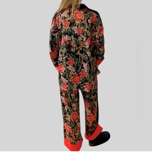 We are HAH Satin PJ Set NWT, in Flock 2gether Noir Black & Red Floral Size XXL - Picture 4 of 11